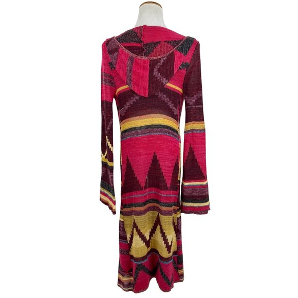 Free People Hooded Long Multicolor Cardigan | Boho Coastal Cowgirl Tribal Indie - Picture 15 of 16